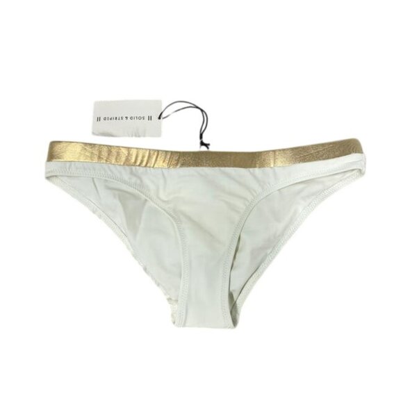 Solid & Striped The Madison Bikini Bottom Ivory/Gold Shimmer Contrast Band - Picture 5 of 5